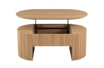 ovale salontafel eiken kleur verstelbaar tafelblad 120 cm