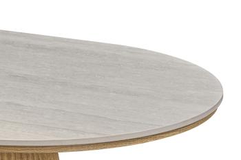Ovale salontafel licht eiken met barokgrijs tafelblad 120 cm
