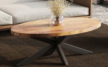 ovale salontafel mango bruin 130 cm