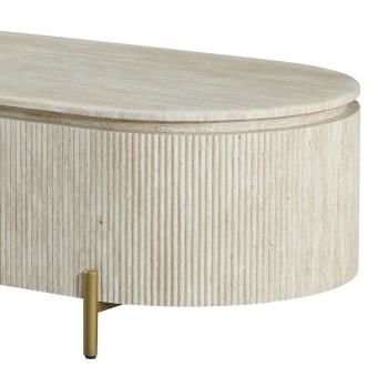 ovale salontafel travertin look 130 cm