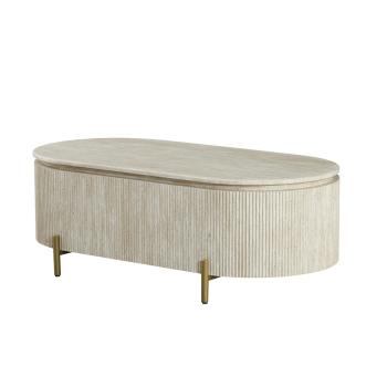 ovale salontafel travertin look 130 cm