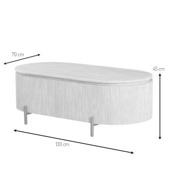ovale salontafel travertin look 130 cm