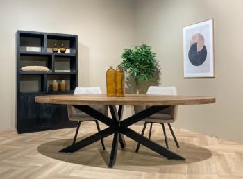 Ovale eettafel mangohout bruin 210 cm