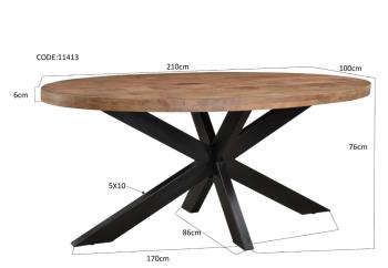 Ovale eettafel mangohout bruin 210 cm
