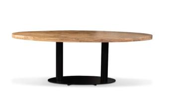 Ovale tafel 240 mangohout kolomvoet