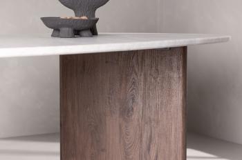 organische ovale tafel lichtgrijs betonlook walnoot 180 cm