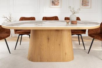 ovale eettafel eiken kleur met keramiek tafelblad keramiek 200 cm