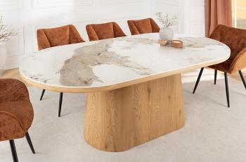 ovale eettafel eiken kleur met keramiek tafelblad keramiek 200 cm