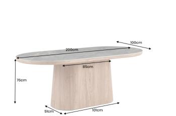 ovale eettafel eiken kleur met keramiek tafelblad keramiek 200 cm