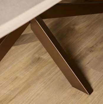 Ovale eetkamertafel mangohout zandbeige brons onderstel 280 cm