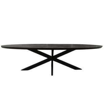 Ovale mango tafel zwart 300 cm