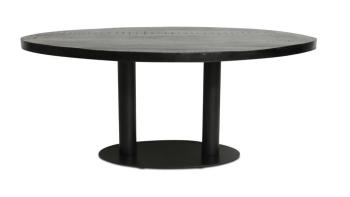 Ovale tafel 240 zwart mangohout met kolomvoet
