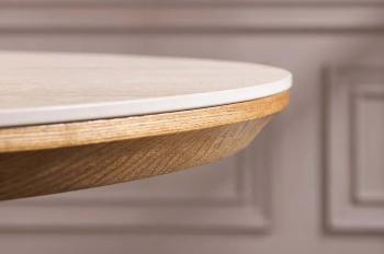 Ovale uitschuifbare tafel eiken keramiek travertin 160-200 cm