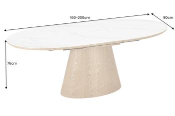 Uitschuifbare ovale tafel eiken ceramic 160-200 cm