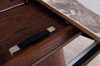 Ovale uitschuifbare tafel walnoot taupe keramiek 160-200 cm