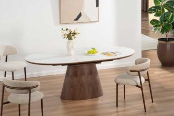 Ovale uitschuifbare tafel walnoot keramiek 160-200 cm