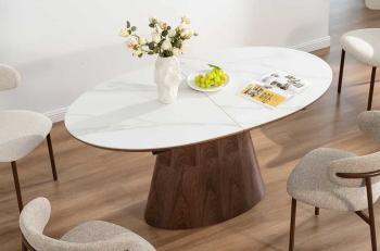 Ovale uitschuifbare tafel walnoot keramiek 160-200 cm