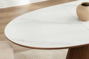 Ovale uitschuifbare tafel walnoot keramiek 160-200 cm