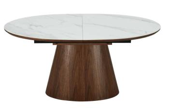 Ovale uitschuifbare tafel walnoot keramiek 160-200 cm