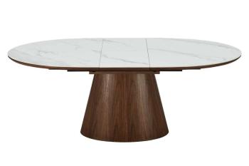 Ovale uitschuifbare tafel walnoot keramiek 160-200 cm