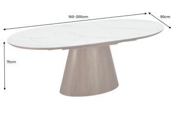 Ovale uitschuifbare tafel walnoot keramiek 160-200 cm