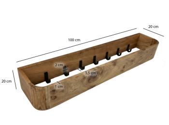 rond vormgegeven wandkapstok acaciahout 100 cm