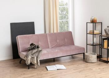 Slaapbank roze fluweel 198 cm