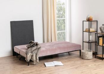 Slaapbank roze fluweel 198 cm