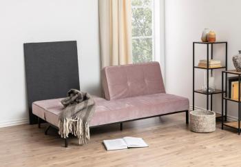 Slaapbank roze fluweel 198 cm
