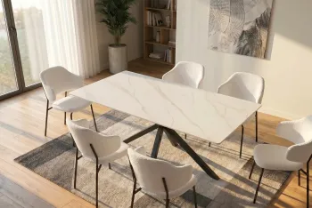 Eettafel keramiek wit 160 cm