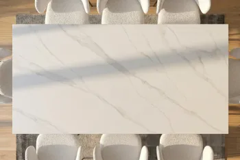 Eettafel keramiek wit marmerlook 180x90 cm