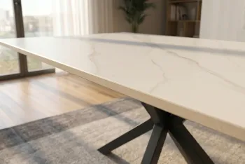 Eettafel keramiek wit marmerlook 180x90 cm
