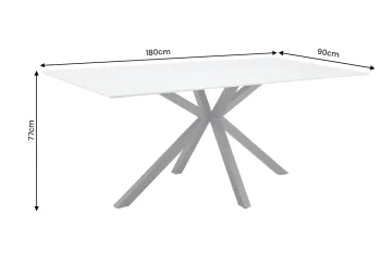Eettafel keramiek wit marmerlook 180x90 cm