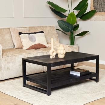 Salontafel zwart mangohout 110 cm