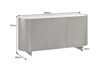 Retro sideboard brons met wit marmerlook keramiek 150 cm