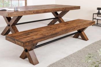 Detail eettafelbank mango hout 200 cm