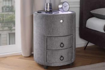 Rond Nachtkastje grijs met verlichting 55 cm