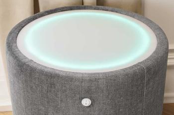 Rond Nachtkastje grijs met verlichting 55 cm