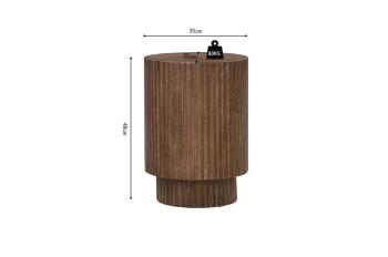 Rond nachtkastje bruin mangohout 35 cm