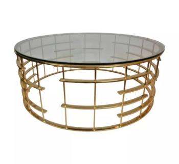 ronde salontafel goud glas 110 cm