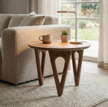 Ronde massief houten bijzettafel acaciahout 60 cm