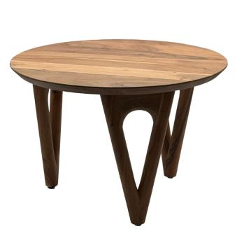 Ronde massief houten bijzettafel acaciahout 60 cm