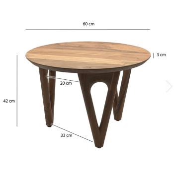 Ronde massief houten bijzettafel acaciahout 60 cm