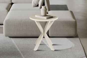 hoge bijzettafel beige keramiek 50 cm