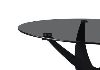 Design salontafel grijs glas 90 cm zwart onderstel