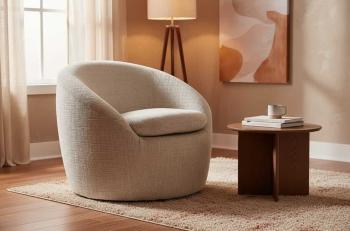 Draaibare fauteuil beige stof