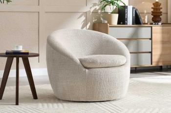 Draaibare fauteuil beige stof