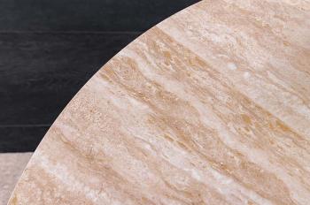 Draaibare salontafel travertin en roestlook keramiek 80-133 cm 