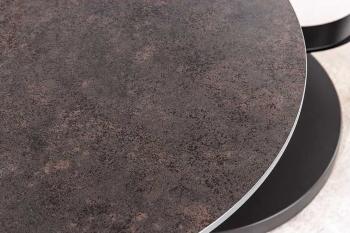 Draaibare salontafel travertin en roestlook keramiek 80-133 cm 
