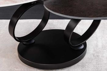 Draaibare salontafel travertin en roestlook keramiek 80-133 cm 